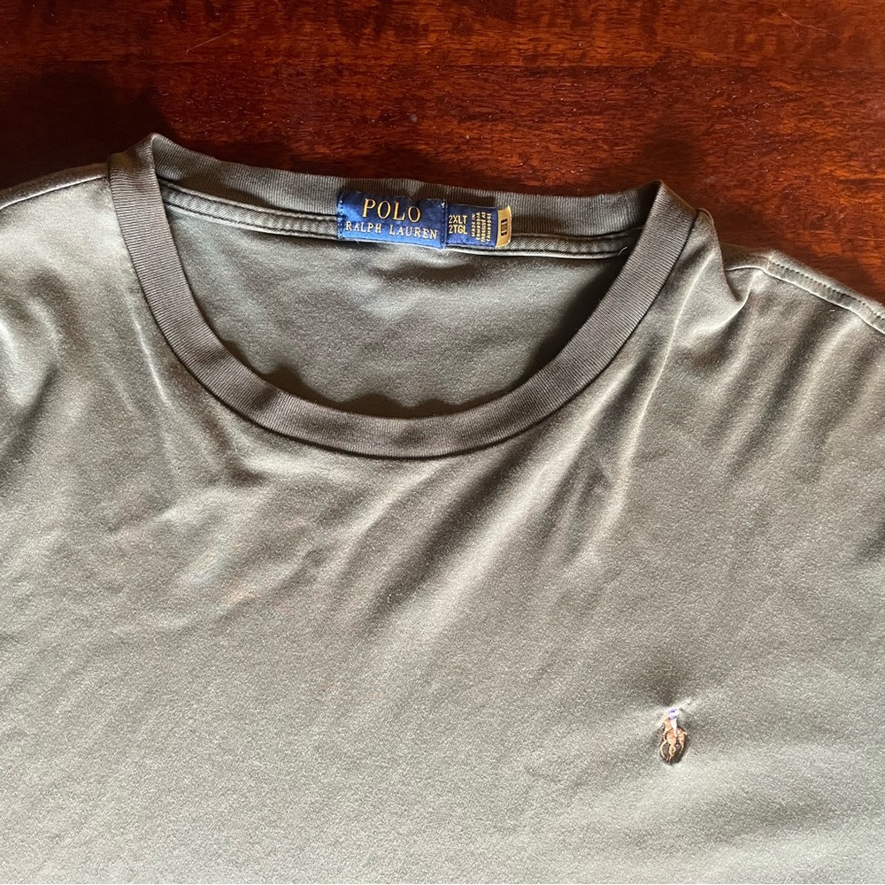 Ralph Lauren Men’s Olive Green Jersey Crewneck T-Shirt Size 2x Tall Big and Tall - Picture 2 of 5